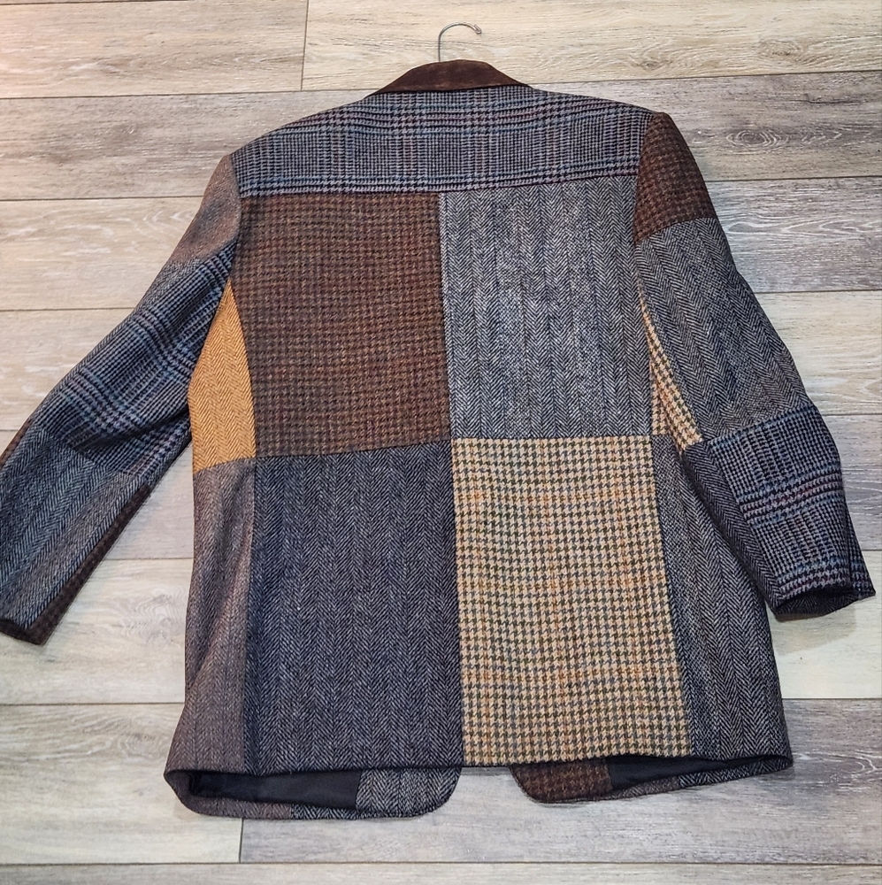 International Scene Vintage Suede Leather Patchwork Blazer - Picture 4 of 8